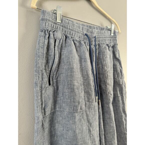 Athleta Retreat Linen High Rise Wide Leg Pants Light Blue Women’s 4P - Picture 4 of 8